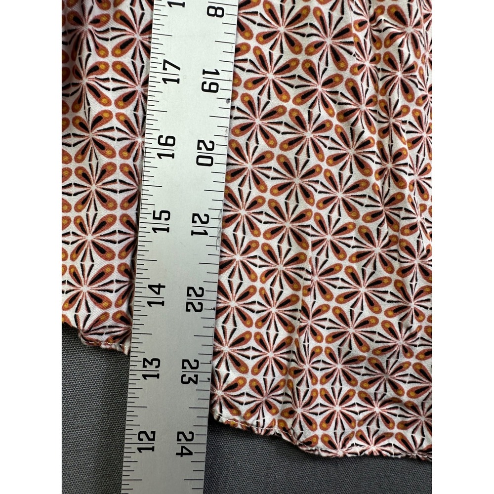Max Studio Women Medium Geometric Floral Peasant Blouse Tassel Tie Smocked Cuff - Picture 8 of 12